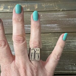 Vintage 925 Sterling Silver Mexico Adam & Eve Tree of Life Ring Genesis